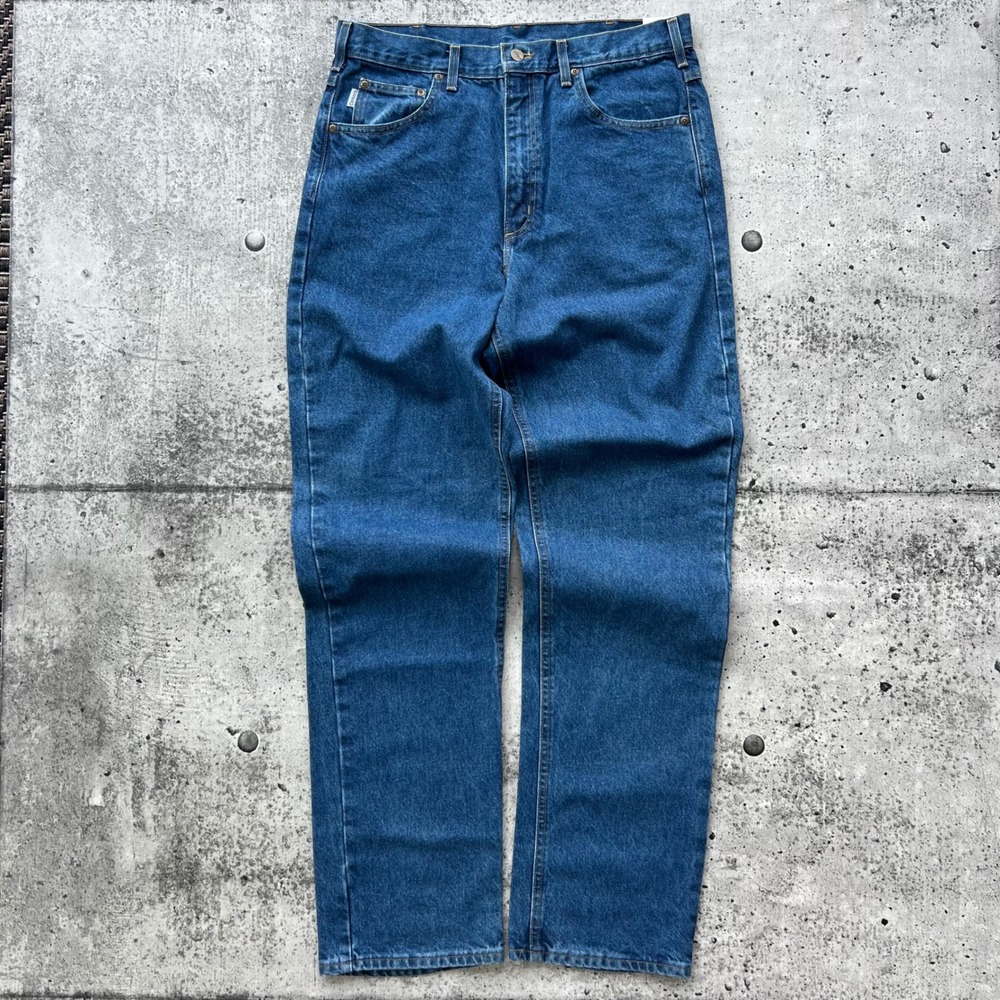 Y2K Carhartt B160 DST Jeans Mens 34x34 Blue Denim Relaxed Straight Workwear NOS